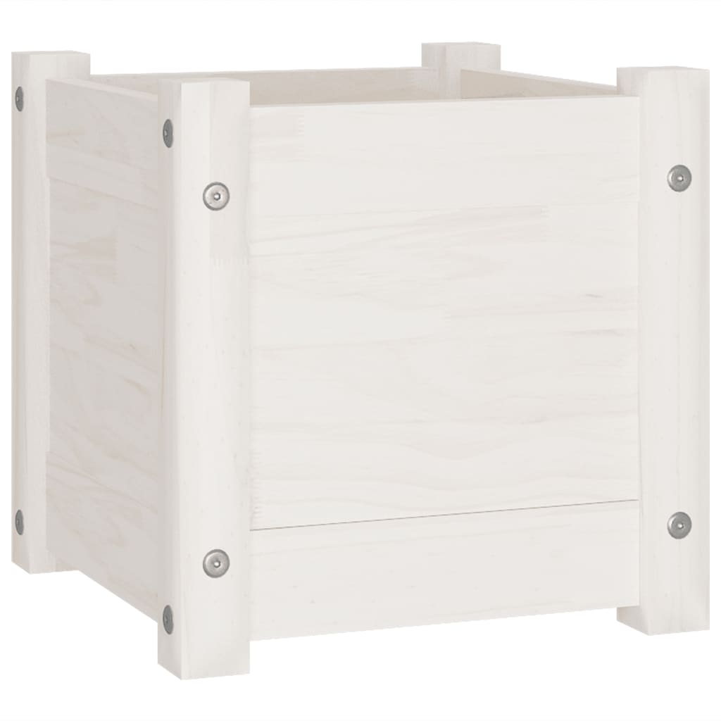 Plantenbak 31X31X31 Cm Massief Grenenhout Wit