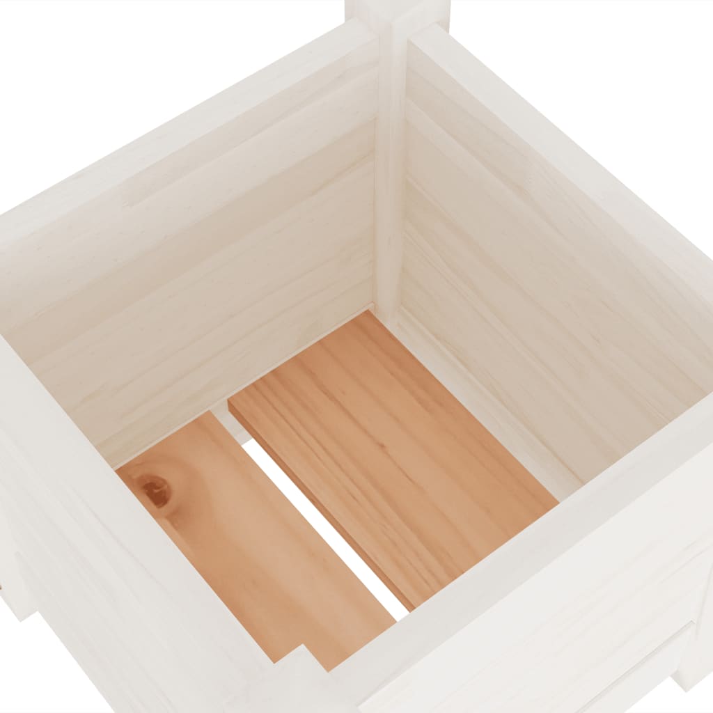 Plantenbak 31X31X31 Cm Massief Grenenhout Wit
