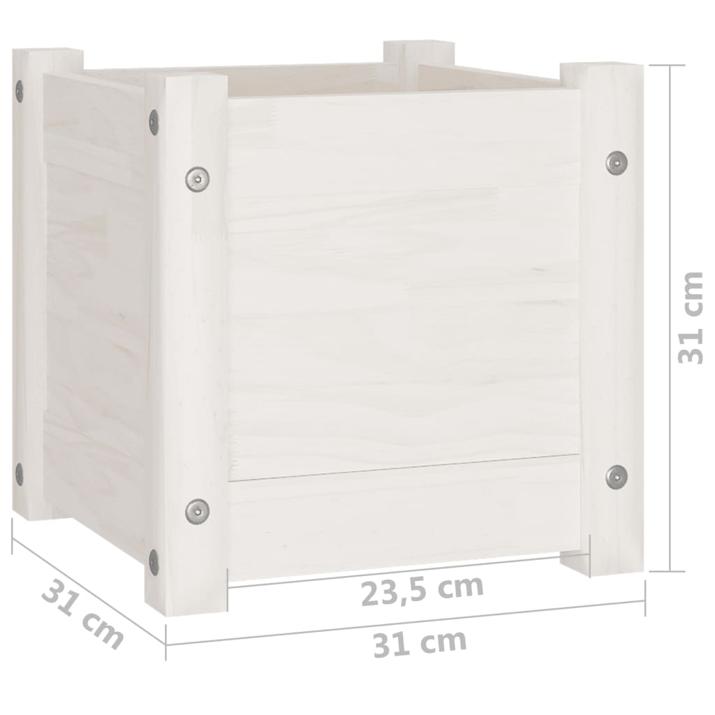 Plantenbak 31X31X31 Cm Massief Grenenhout Wit