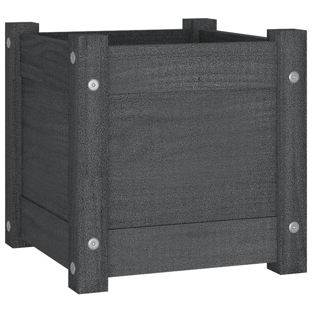 Pflanzgefäße, 2 Stück, 31 x 31 x 31 cm, massives Kiefernholz, grau