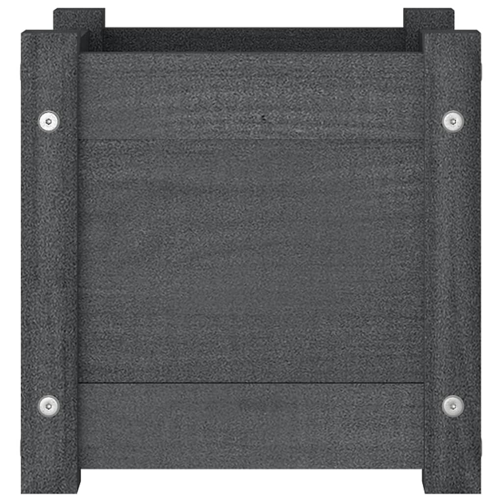 Pflanzgefäße, 2 Stück, 31 x 31 x 31 cm, massives Kiefernholz, grau