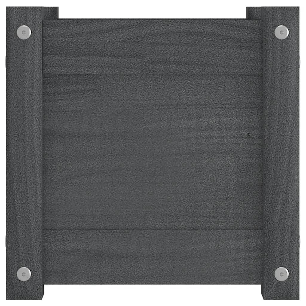 Pflanzgefäße, 2 Stück, 31 x 31 x 31 cm, massives Kiefernholz, grau