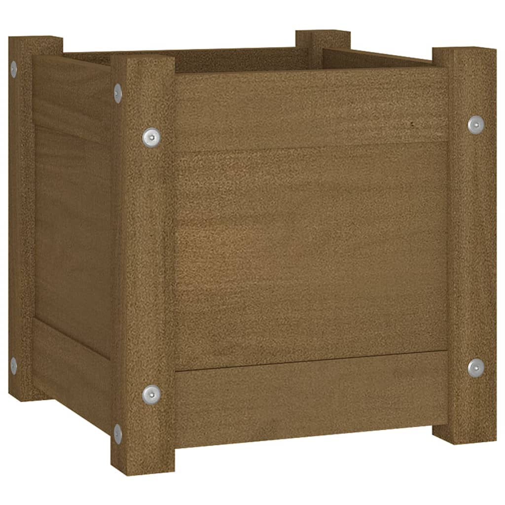 Plantenbak 31X31X31 Cm Massief Grenenhout Honingbruin