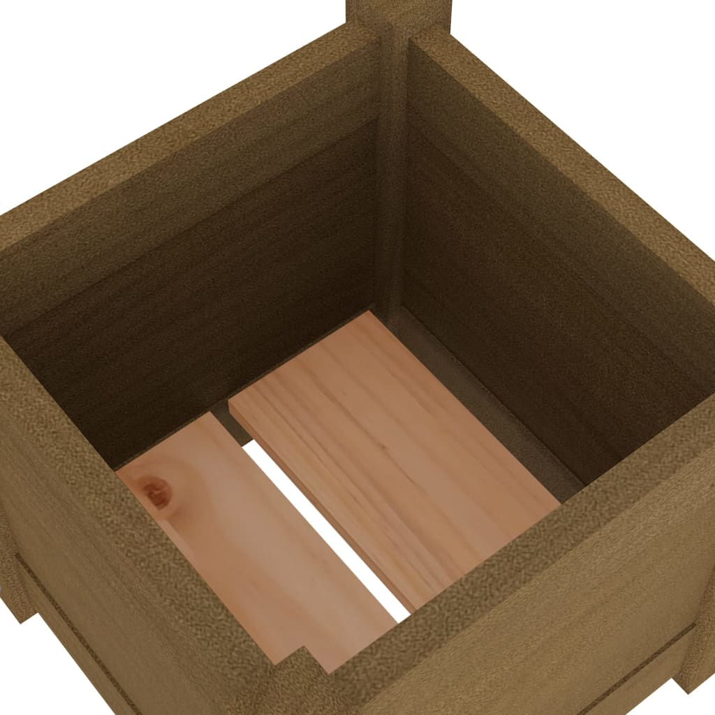 Plantenbak 31X31X31 Cm Massief Grenenhout Honingbruin