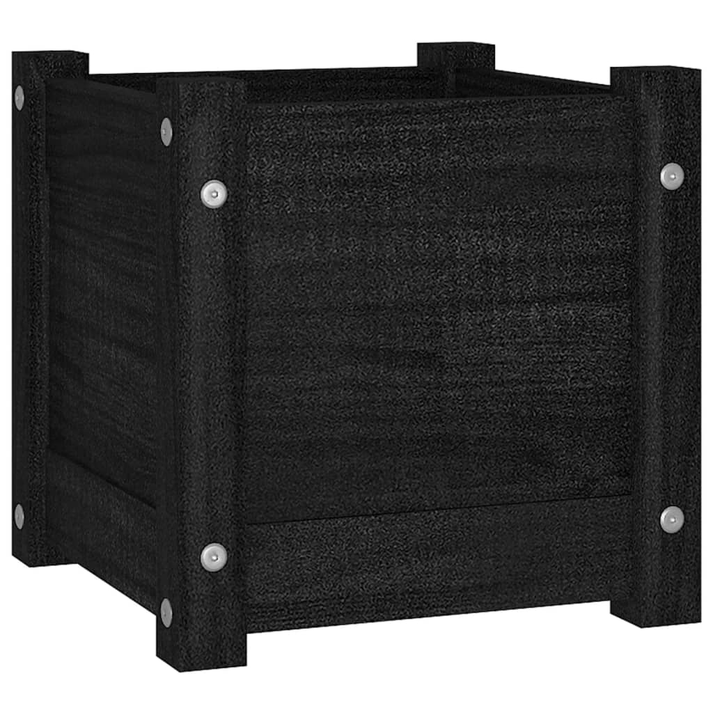 Plantenbakken 2 St 31X31X31 Cm Massief Grenenhout Zwart