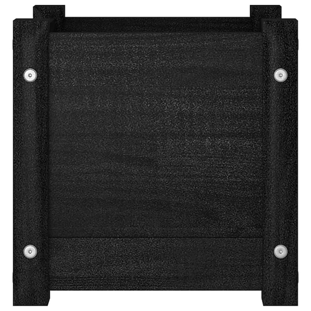 Plantenbakken 2 St 31X31X31 Cm Massief Grenenhout Zwart