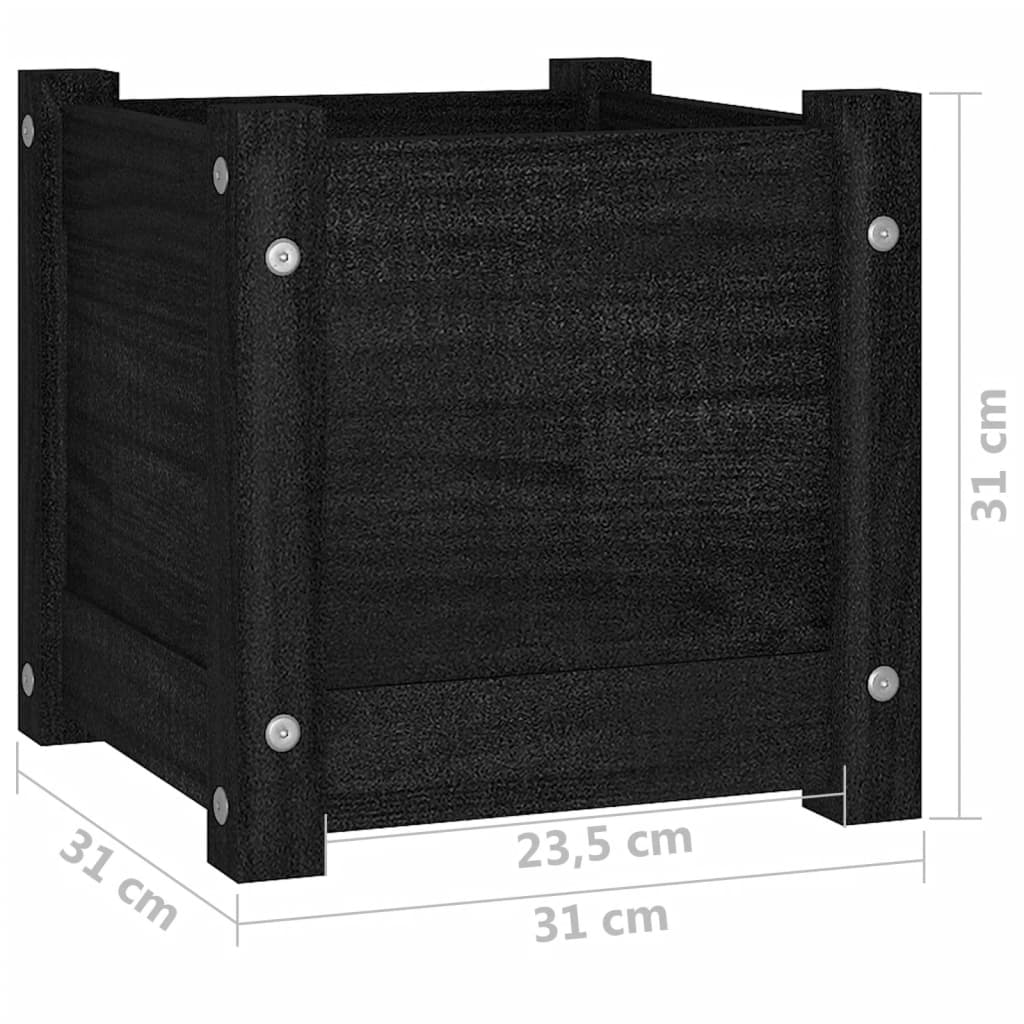 Plantenbakken 2 St 31X31X31 Cm Massief Grenenhout Zwart