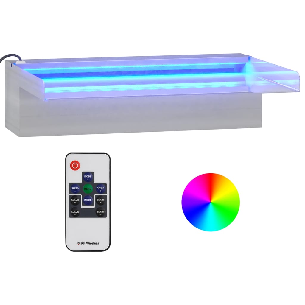 Watervaloverlaat Met Rgb Led's 30 Cm Roestvrij Staal