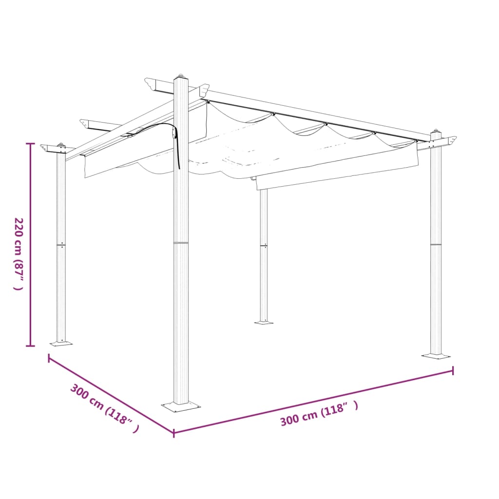 Gartenpavillon mit ausziehbarem Dach 3x3 m Anthrazit