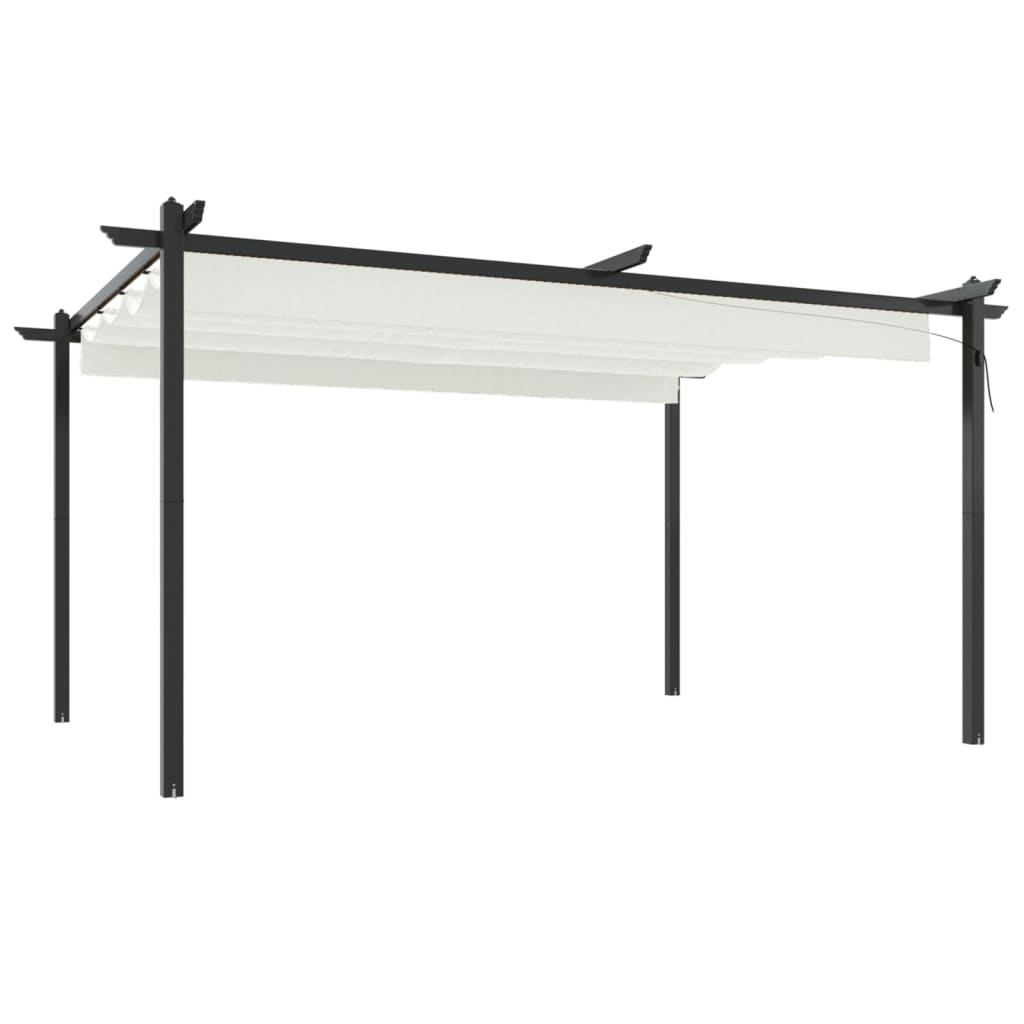 Gartenpavillon mit ausfahrbarem Dach 4 x 3 m, cremefarben