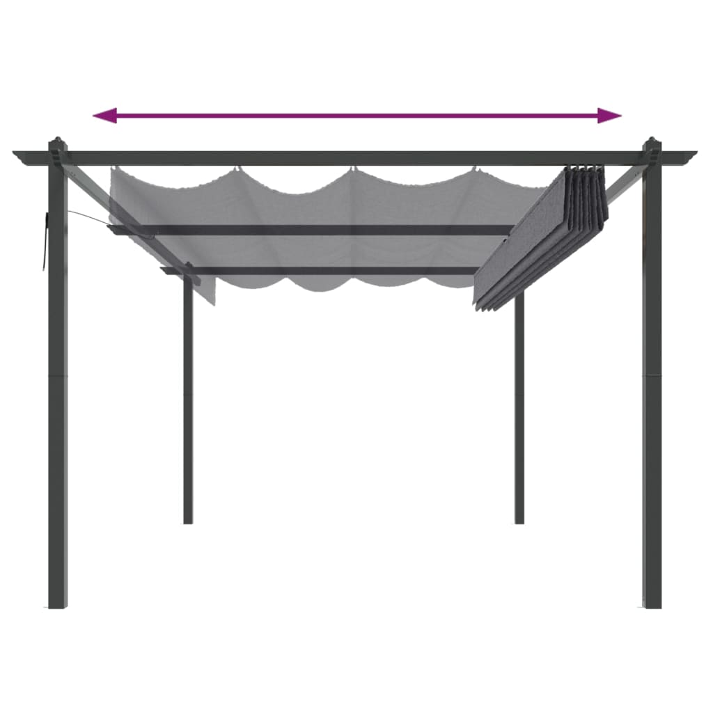 Gartenpavillon mit ausziehbarem Dach 4x3 m Anthrazit