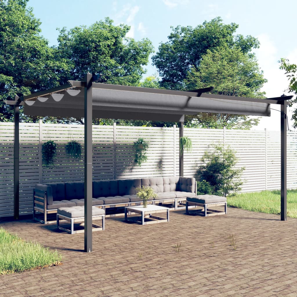 Gartenpavillon mit ausziehbarem Dach 4x3 m Anthrazit