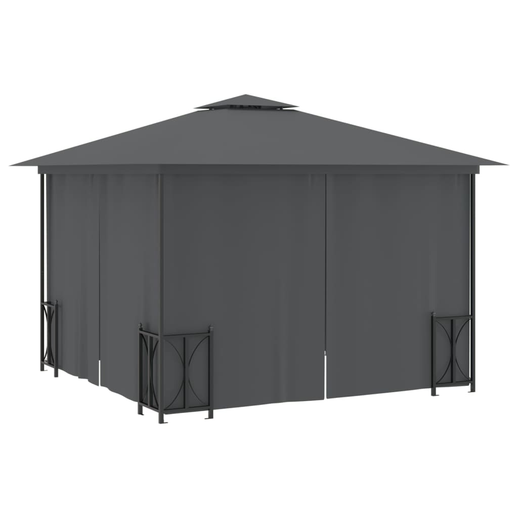 Prieel Met Zijwanden En Dubbel Dak 3X3 M Antracietkleurig