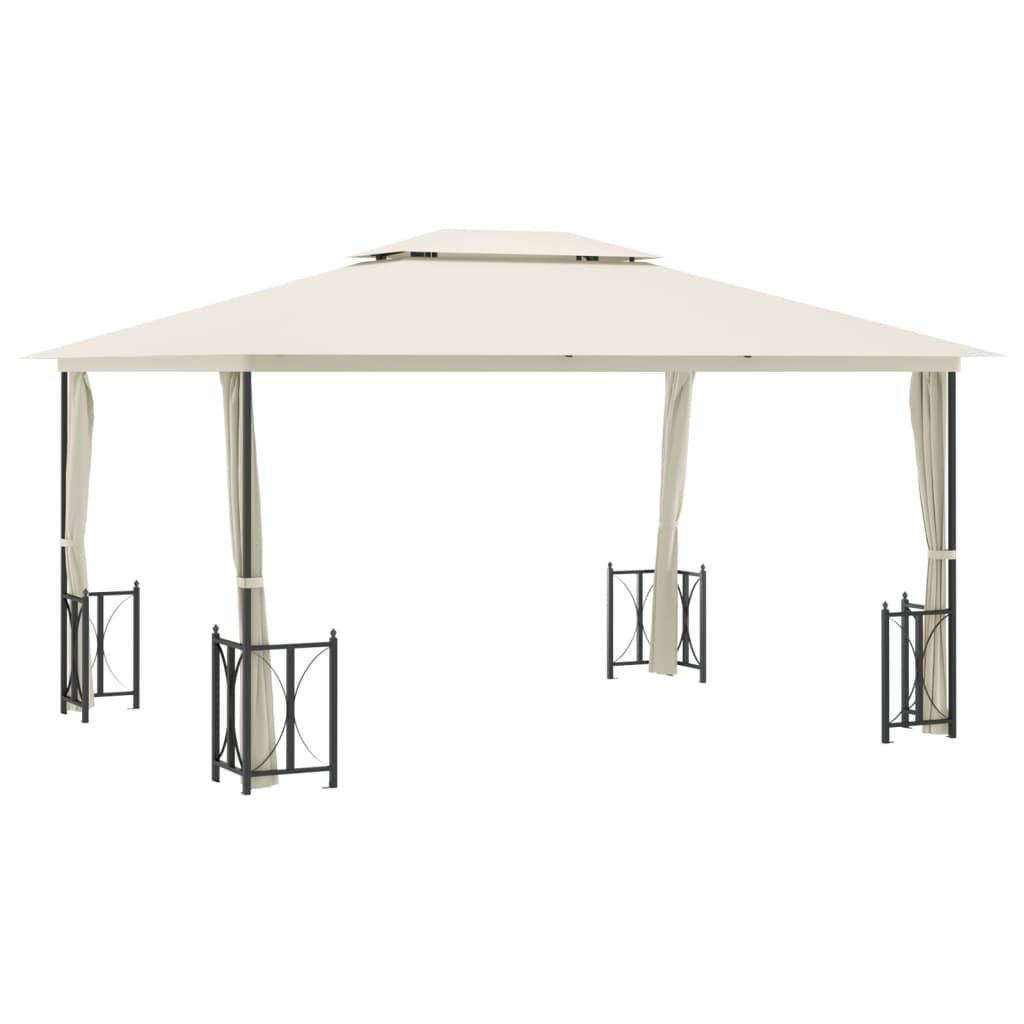 Prieel Met Zijwanden En Dubbel Dak 3X4 M Crèmekleurig