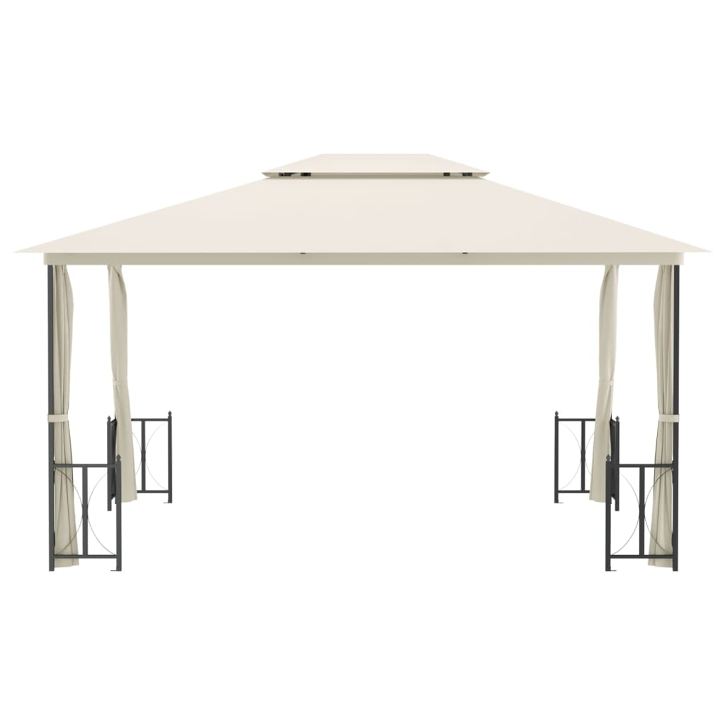Prieel Met Zijwanden En Dubbel Dak 3X4 M Crèmekleurig