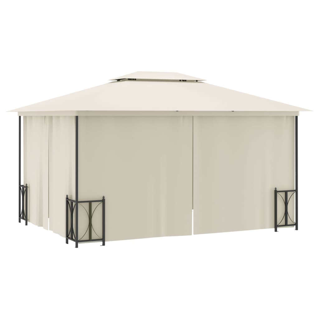 Prieel Met Zijwanden En Dubbel Dak 3X4 M Crèmekleurig