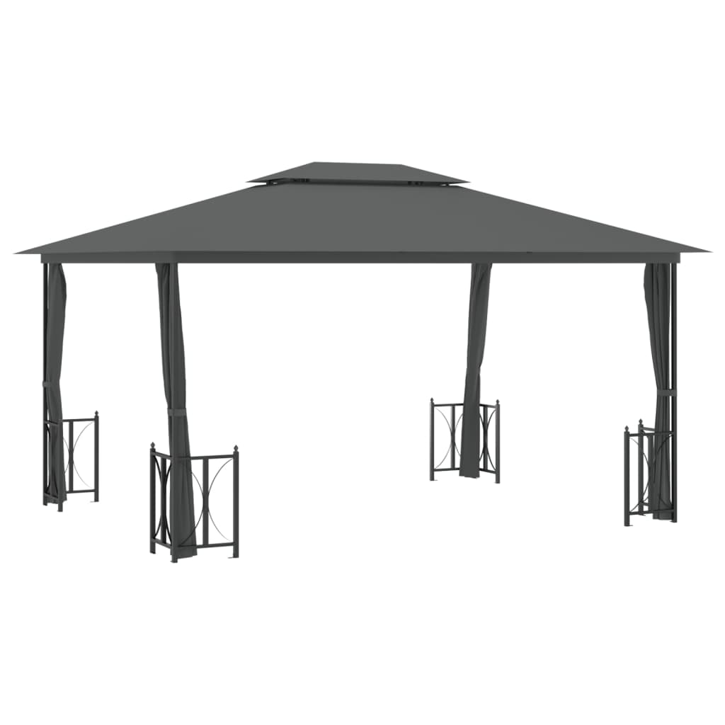 Prieel Met Zijwanden En Dubbel Dak 3X4 M Antracietkleurig