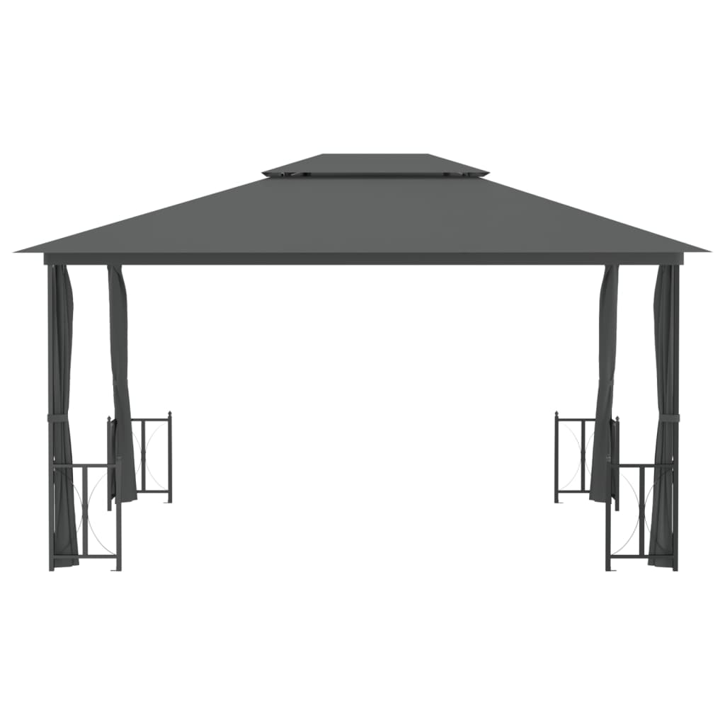 Prieel Met Zijwanden En Dubbel Dak 3X4 M Antracietkleurig