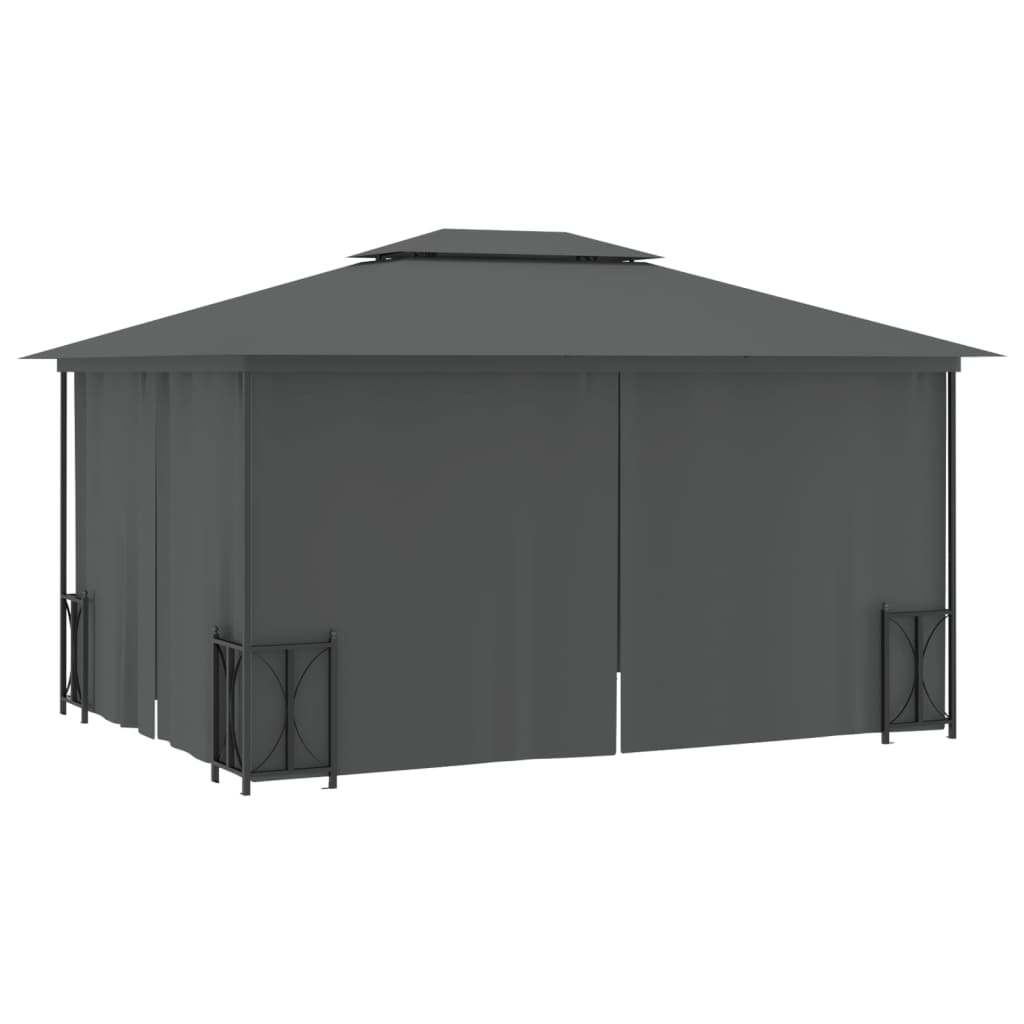 Prieel Met Zijwanden En Dubbel Dak 3X4 M Antracietkleurig