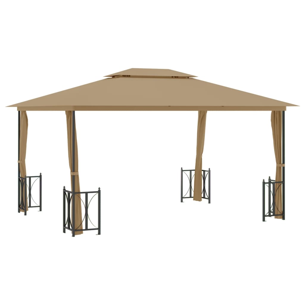 Prieel Met Zijwanden En Dubbel Dak 3X4 M Taupe