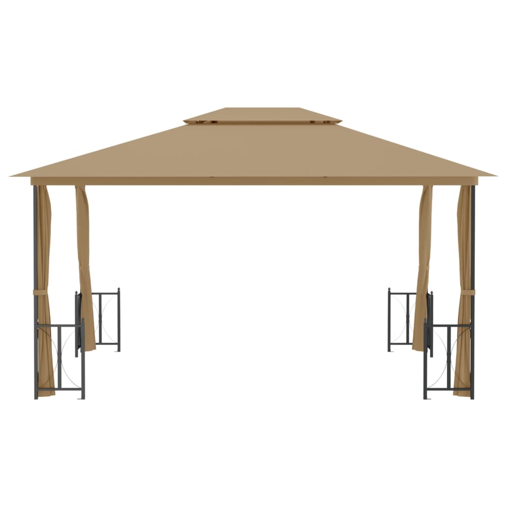 Prieel Met Zijwanden En Dubbel Dak 3X4 M Taupe