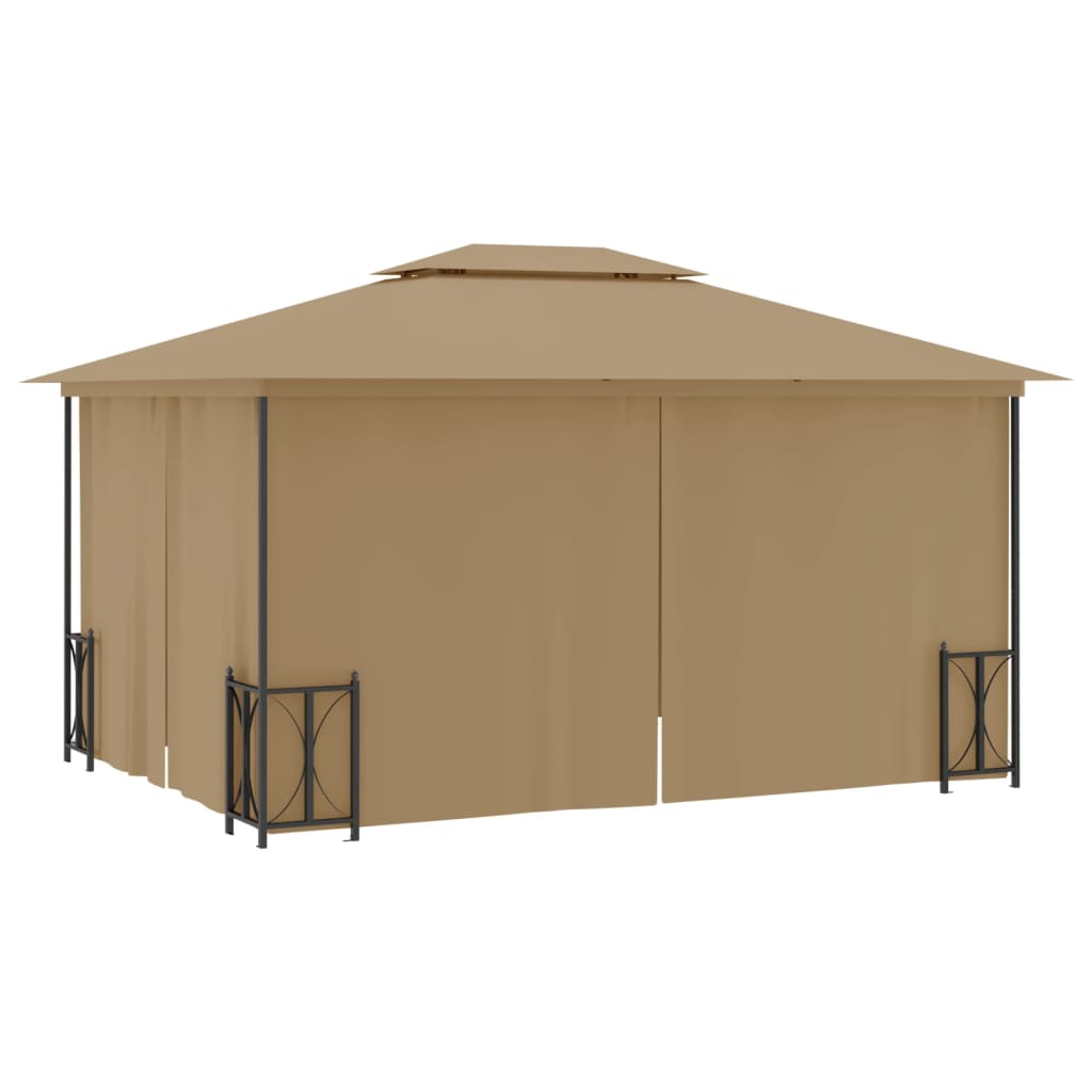 Prieel Met Zijwanden En Dubbel Dak 3X4 M Taupe