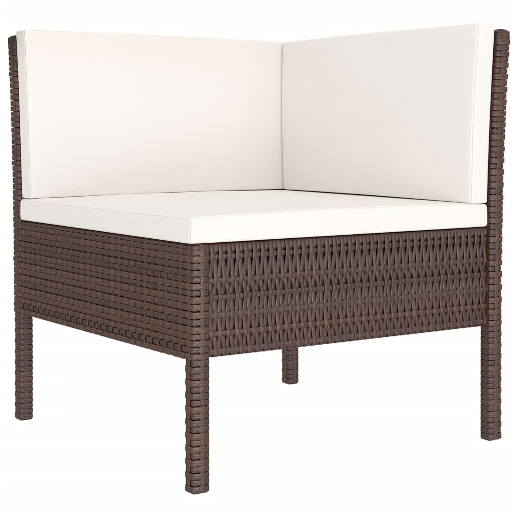 5-Delige Loungeset Met Kussens Poly Rattan Bruin
