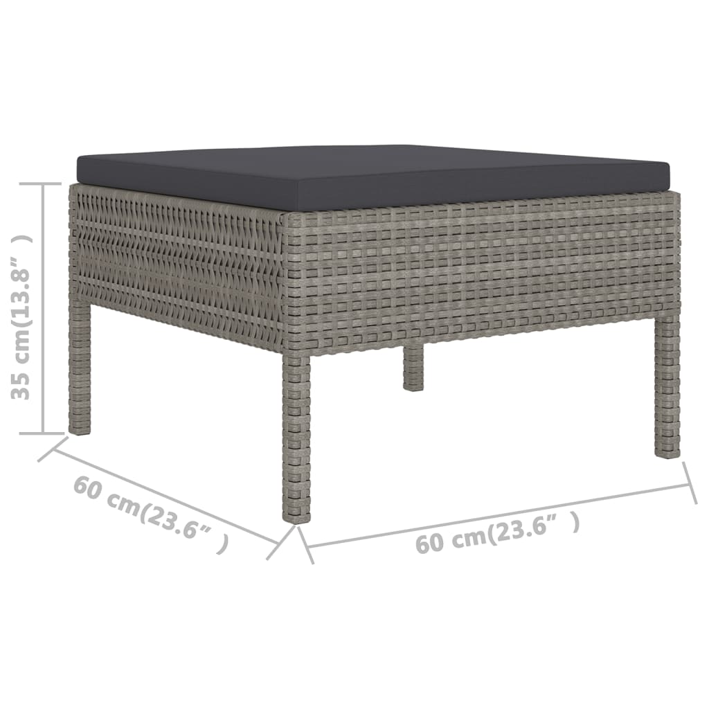 5-Delige Loungeset Met Kussens Poly Rattan Grijs