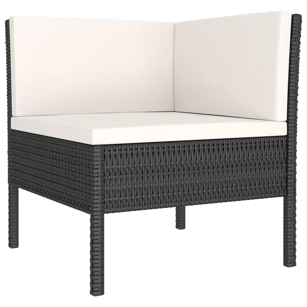 5-Delige Loungeset Met Kussens Poly Rattan Zwart