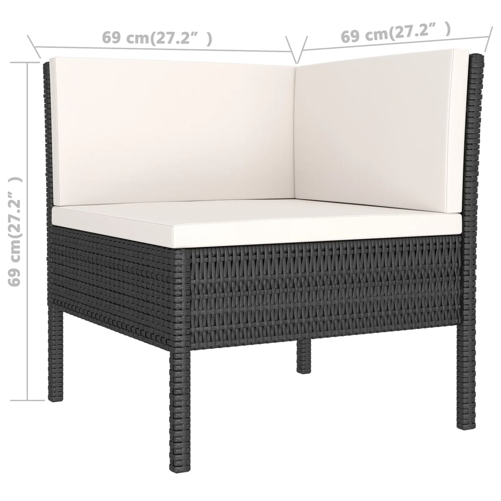 5-Delige Loungeset Met Kussens Poly Rattan Zwart