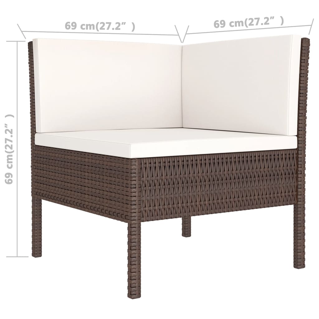 5-Delige Loungeset Met Kussens Poly Rattan Bruin