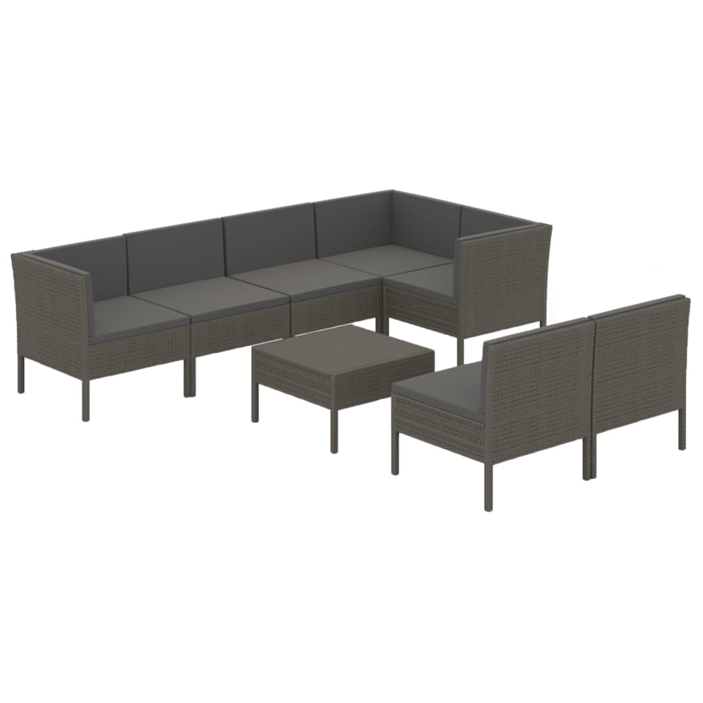 8-Delige Loungeset Met Kussens Poly Rattan Grijs