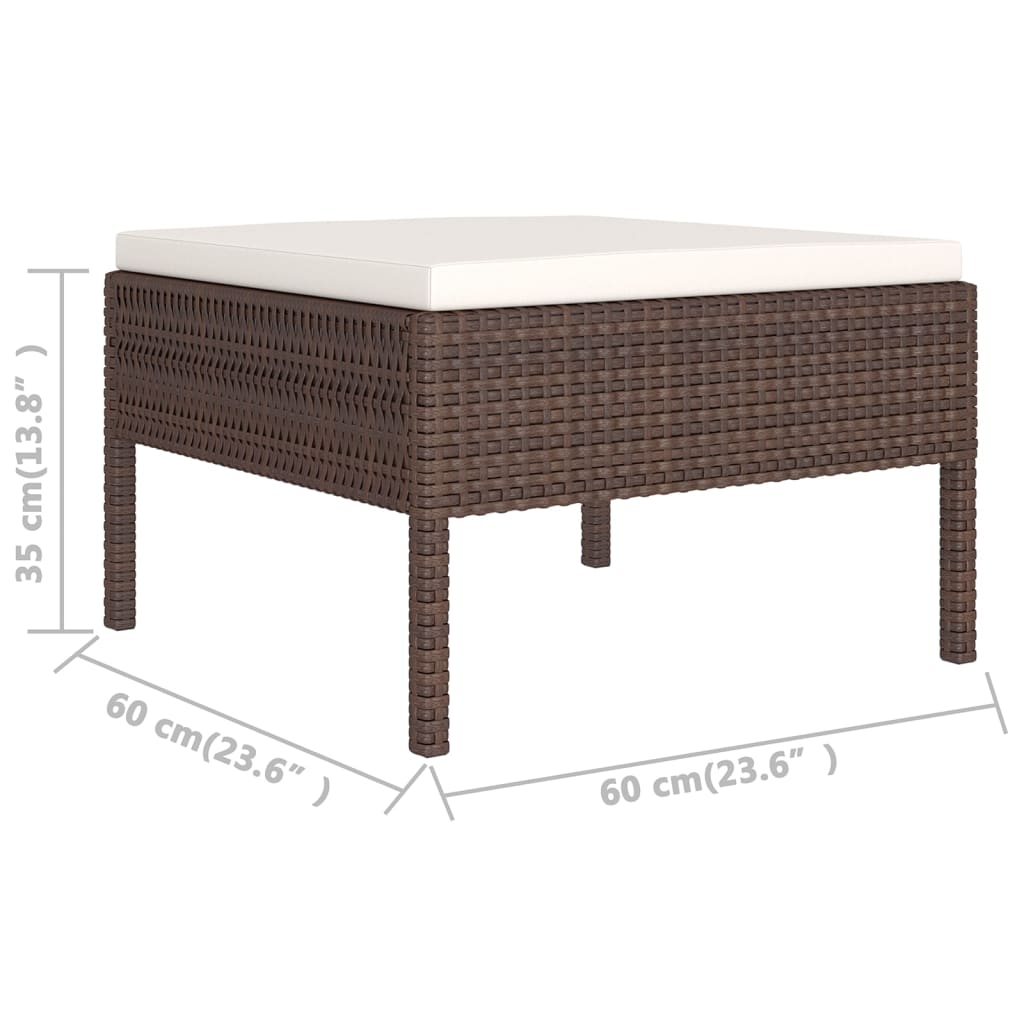 8-Delige Loungeset Met Kussens Poly Rattan Bruin