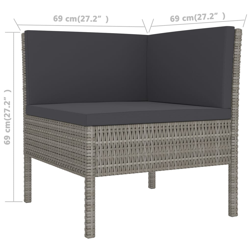 8-Delige Loungeset Met Kussens Poly Rattan Grijs