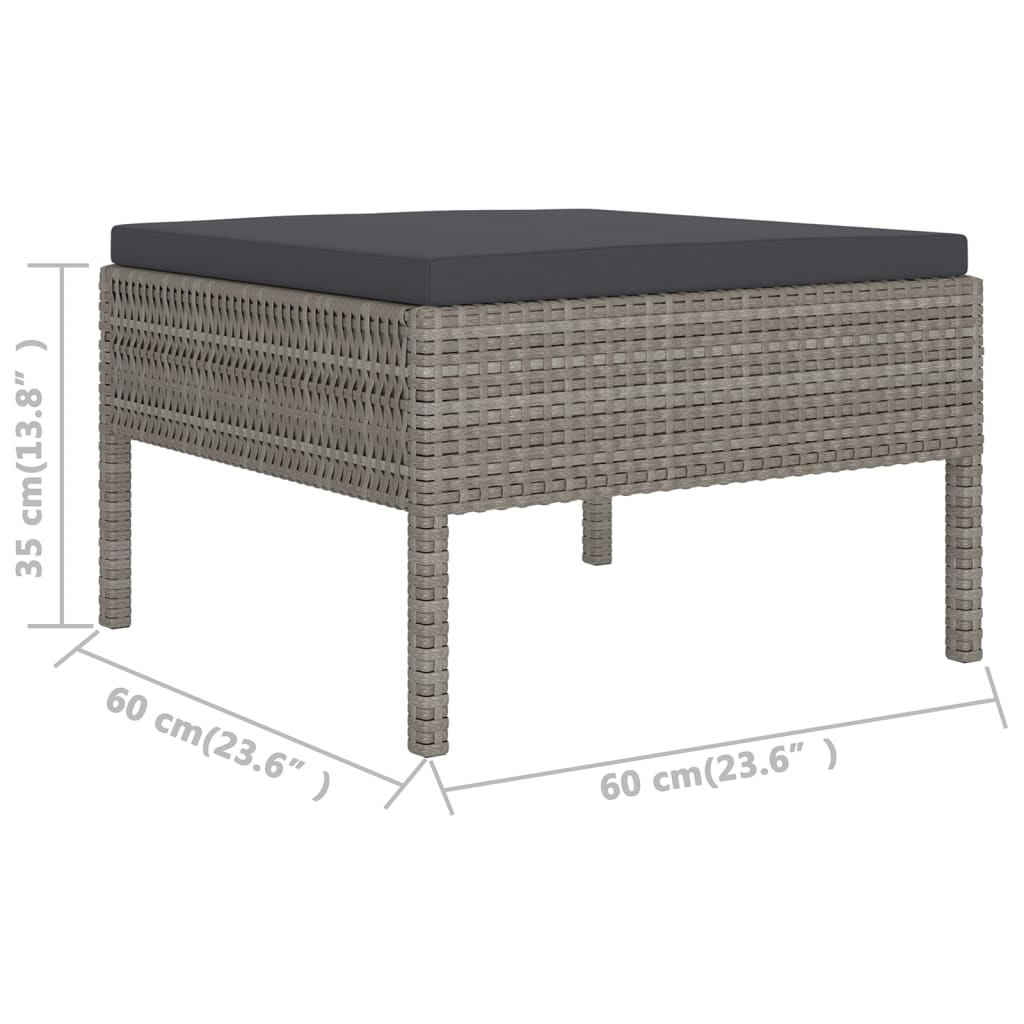 11-teiliges Lounge-Set mit Kissen Polyrattan grau