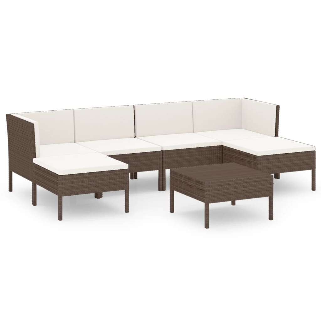 7-Delige Loungeset Met Kussens Poly Rattan Bruin