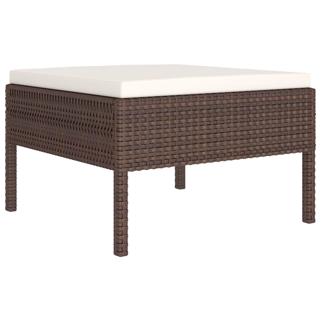 7-Delige Loungeset Met Kussens Poly Rattan Bruin