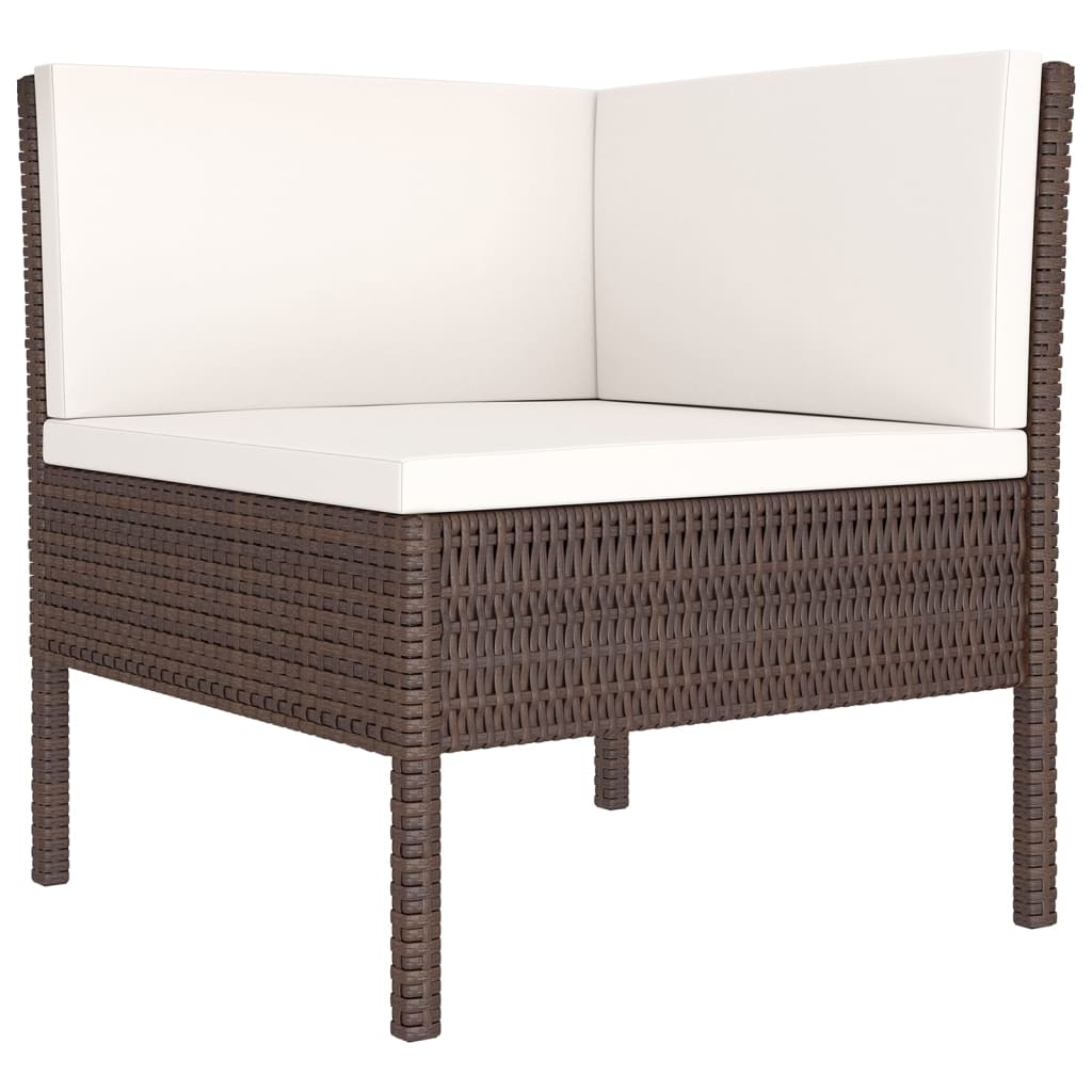 7-Delige Loungeset Met Kussens Poly Rattan Bruin