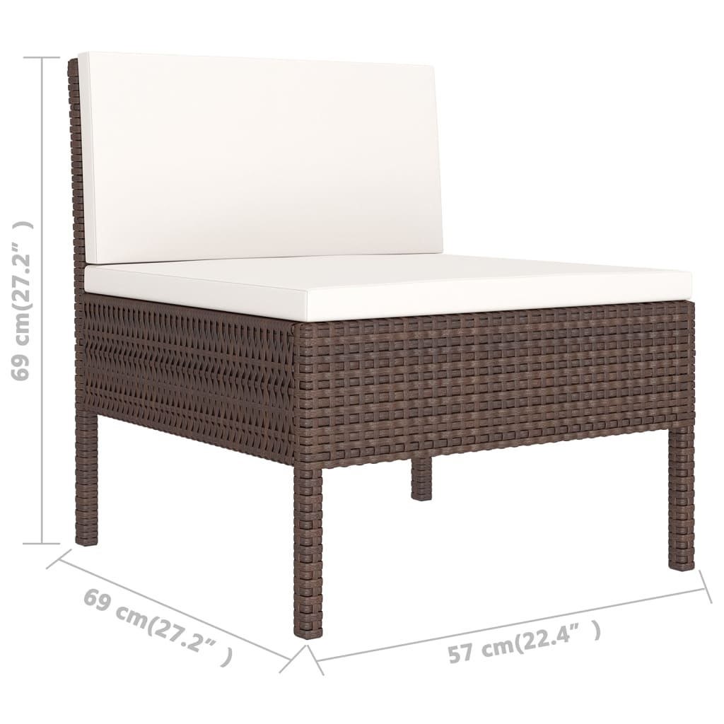 7-Delige Loungeset Met Kussens Poly Rattan Bruin