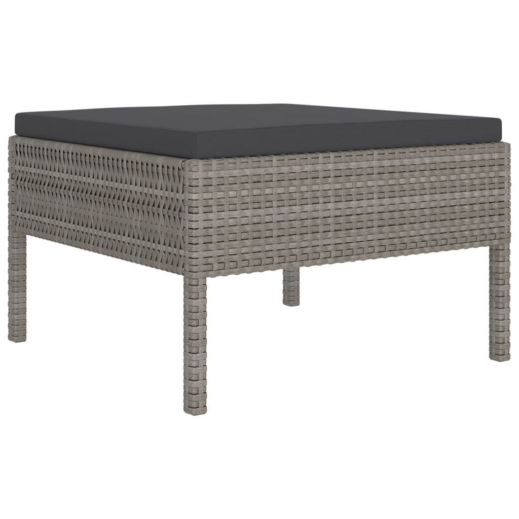 7-Delige Loungeset Met Kussens Poly Rattan Grijs