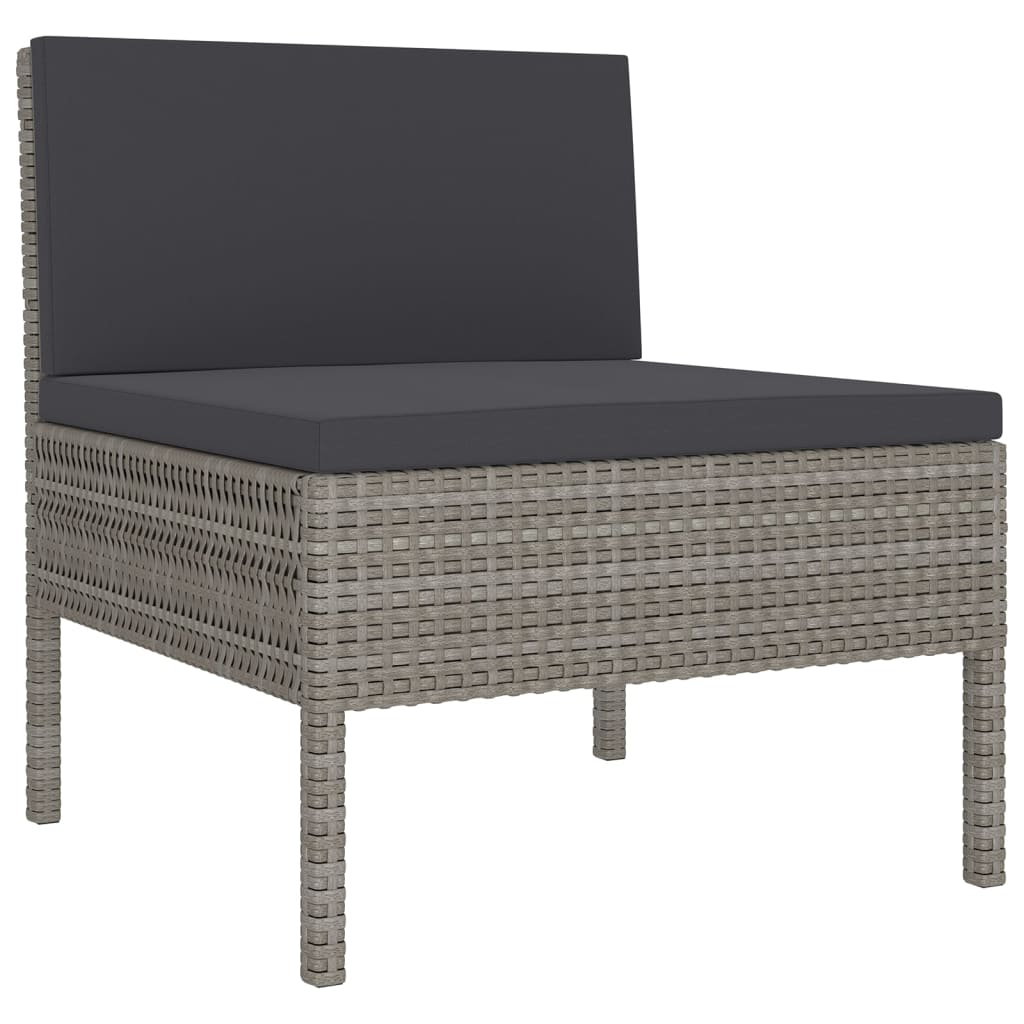 7-Delige Loungeset Met Kussens Poly Rattan Grijs
