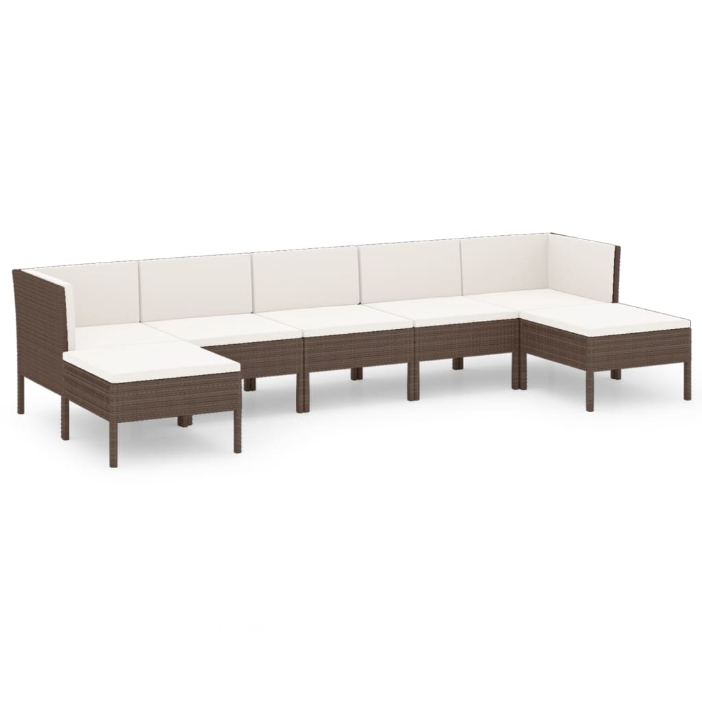 7-Delige Loungeset Met Kussens Poly Rattan Bruin