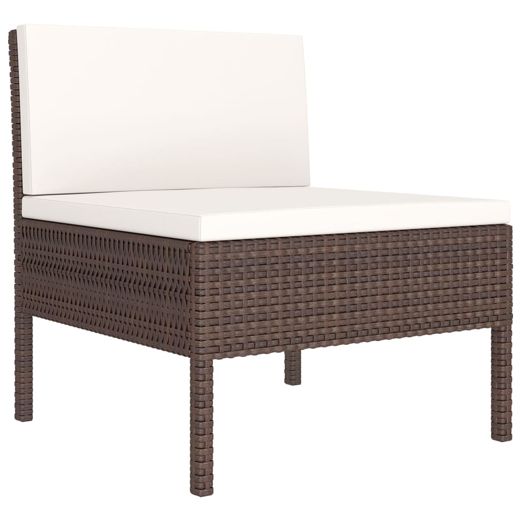 7-Delige Loungeset Met Kussens Poly Rattan Bruin