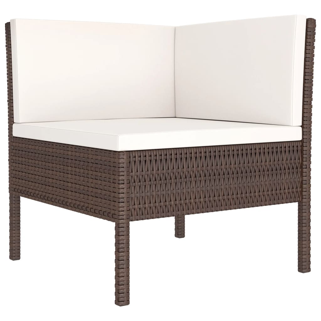 7-Delige Loungeset Met Kussens Poly Rattan Bruin