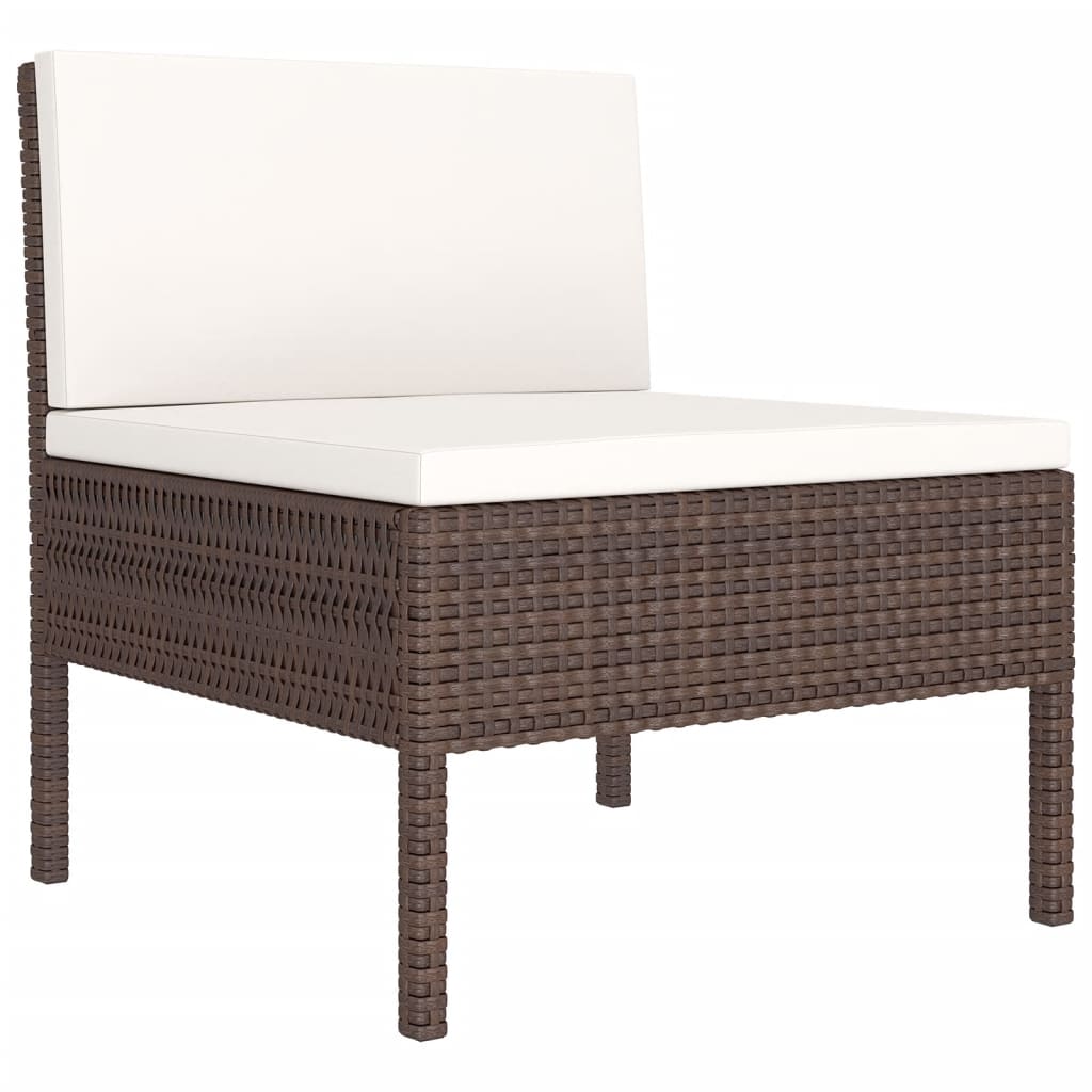 9-Delige Loungeset Met Kussens Poly Rattan Bruin