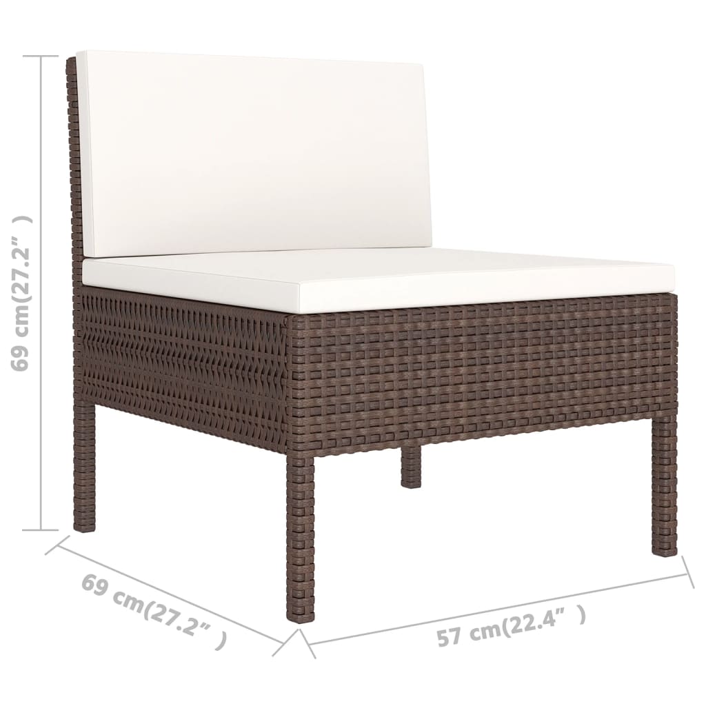 9-Delige Loungeset Met Kussens Poly Rattan Bruin