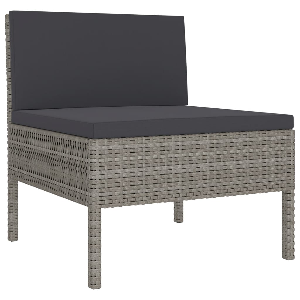 9-Delige Loungeset Met Kussens Poly Rattan Grijs