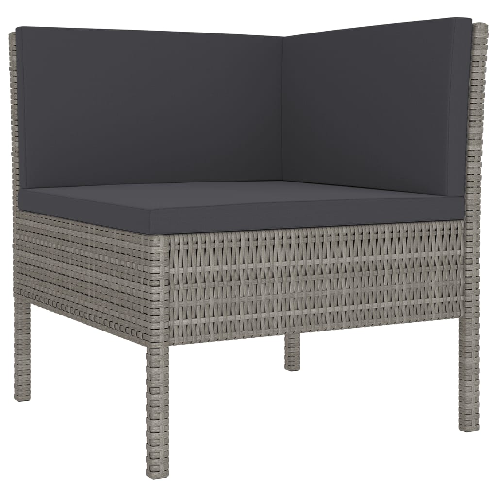 9-Delige Loungeset Met Kussens Poly Rattan Grijs