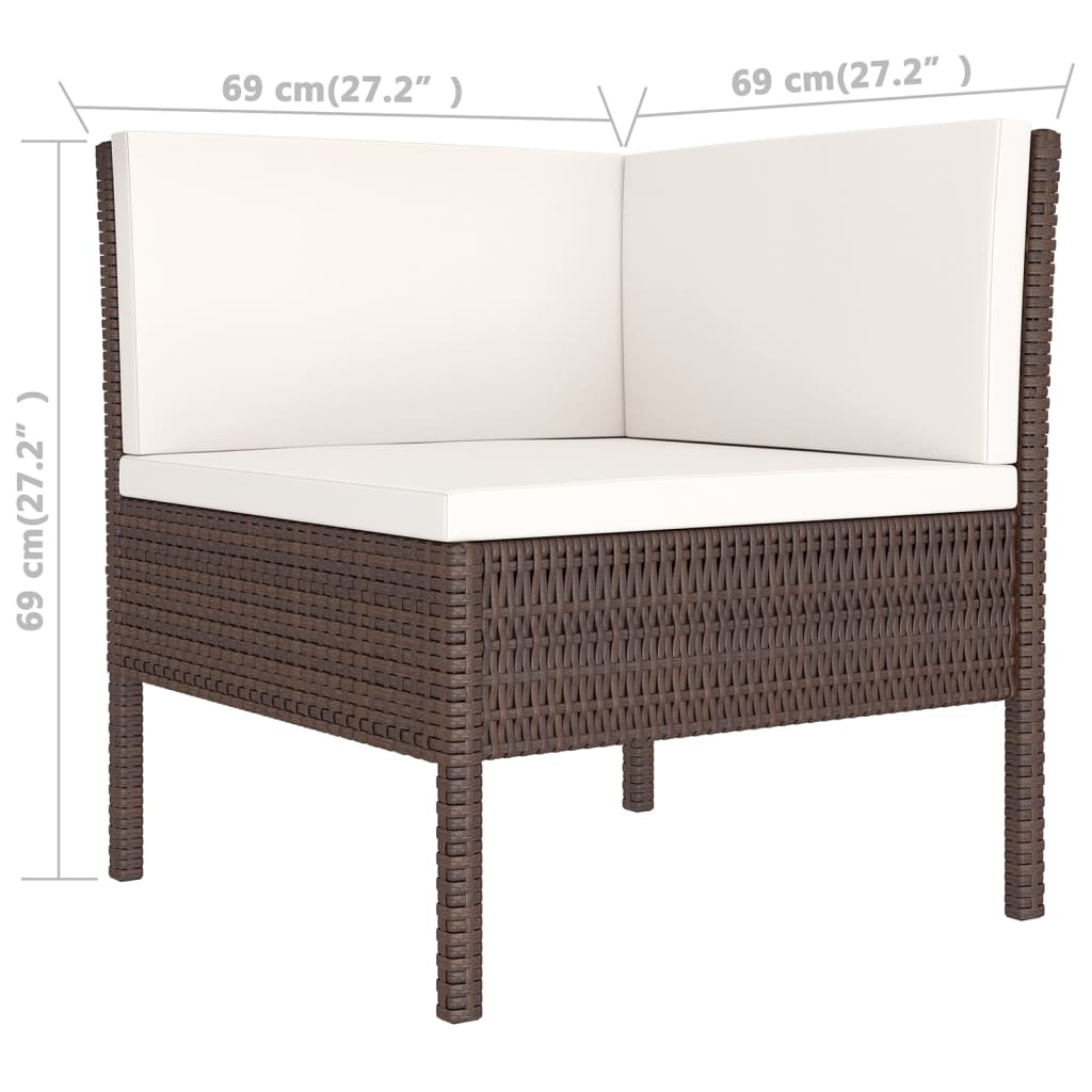 11-teiliges Lounge-Set mit Kissen Poly Rattan Braun