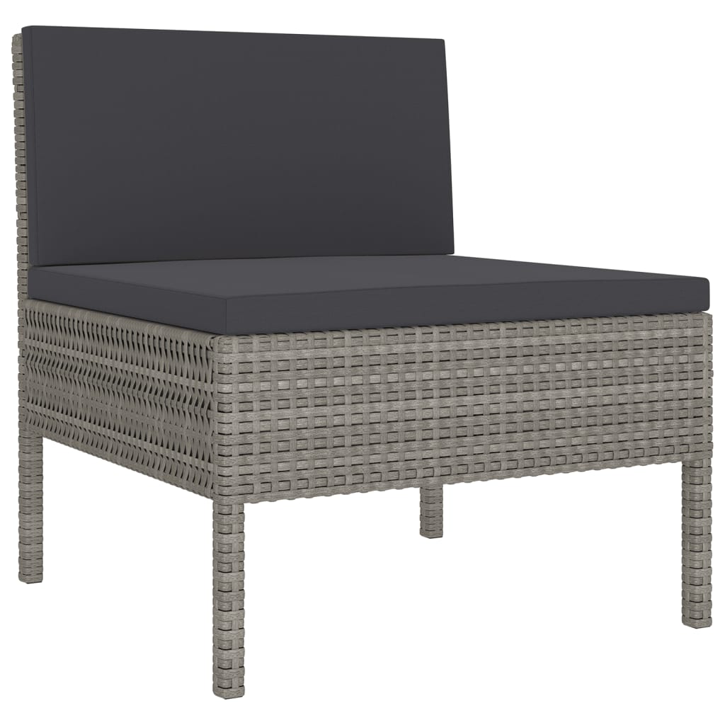 9-Delige Loungeset Met Kussens Poly Rattan Grijs